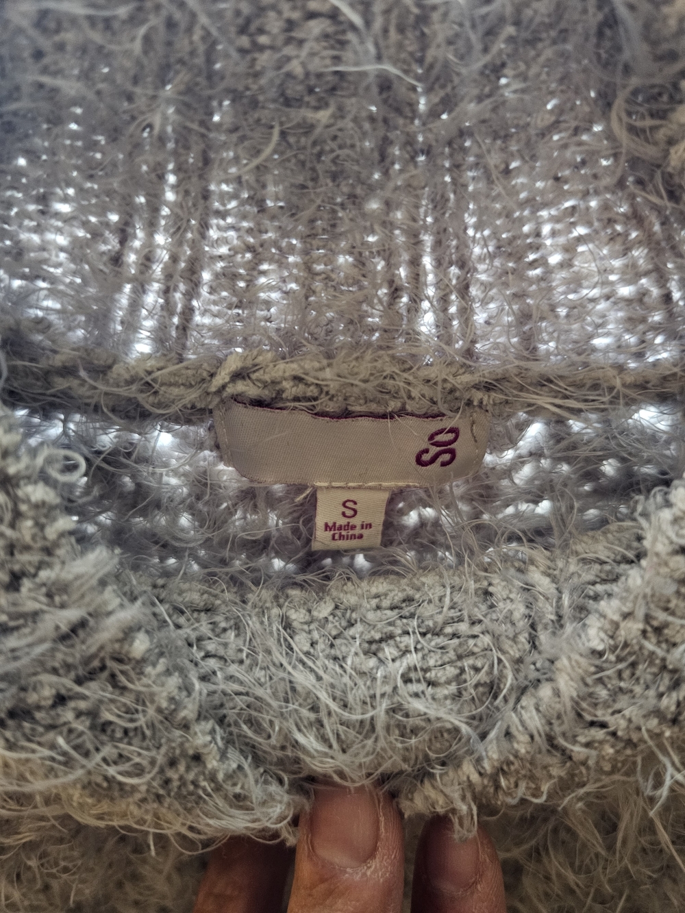 So Fuzzy Knit Sweater Small Gray Soft Cropped Cozy Pullover Long Sleeve - Picture 2 of 3